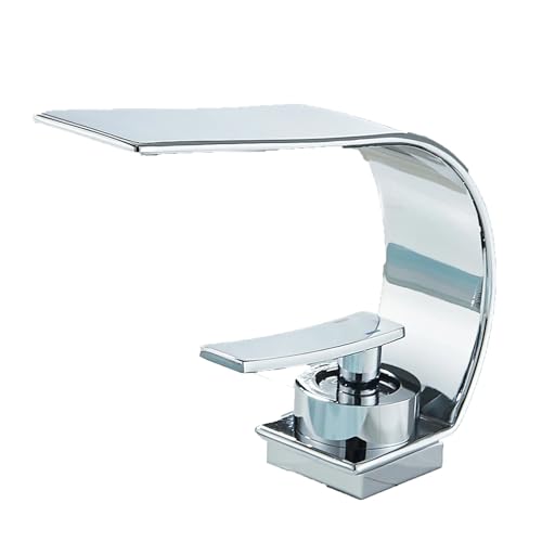 Wasserfall Waschbecken Wasserhahn Einhand-Waschtischarmatur Heiß Kalt Wasser Mischbatterie for(Chrome) von AYJYZHIAG
