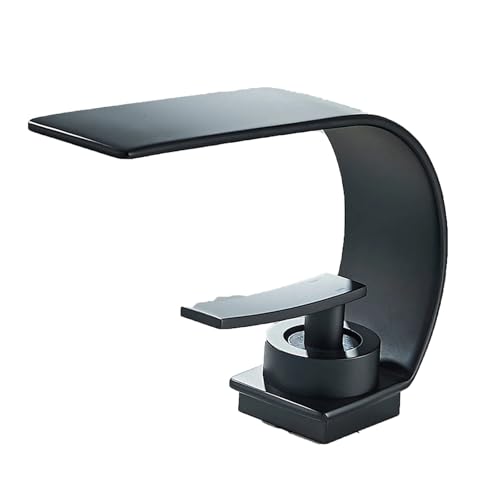 Wasserfall Waschbecken Wasserhahn Einhand-Waschtischarmatur Heiß Kalt Wasser Mischbatterie for(Matte Black) von AYJYZHIAG