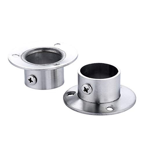 AYKANING Flansch,Gewindeflansch 2 stück 19/22/25/22mm Edelstahl Kleiderschrank Schienenstütze Schrank Stange Flanschhalterung Wäschestange Sitzaufhänger Rohr Rohr Halter (Size : 25mm) von AYKANING