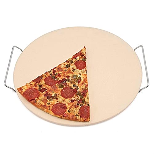 AYKANING Pizzablech,Pizza Pan 13-Zoll-Pizza extra dicker Stein für Backen Pizza-Werkzeuge Ofen & BBQ Grill Backplatte Küchentablett mit Tragrahmen von AYKANING