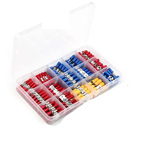 AYKANING Rohrkabelschuhe,Kabelschuhe Elektrische Anschlüsse isolierte Crimpanschlüsse gemischt Sortiert Lasche Kit Ring Gabel Spaten-Stecker-Set(1200pcs) von AYKANING