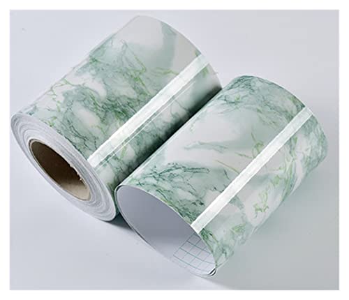 BordüRe Selbstklebend,TapetenbordüRe Marmor-Taille Linie Tapete Selbstklebende praktische Wohnzimmer Badezimmer Spiegelmöbel Wasserdichte Taille Baseboard Aufkleber(Marble Light Green,5m x 10cm) von AYKANING