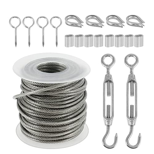 Drahtseil,Stahlseil 15m / 30m beschichtetes flexibles Drahtseil weiches Kabel transparentes Edelstahl Wäscheleine Wäscheleine Kit Kabel mit Zubehör (Size : 30m) von AYKANING
