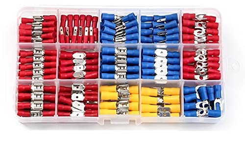 Rohrkabelschuhe,Kabelschuhe 280 stücke Sortierte Spatenklemmen isoliert Kabelstecker Elektrische Draht Sortierte Crimp Butt Ring Gabel Set Ringnasen(280PCS Plier) von AYKANING