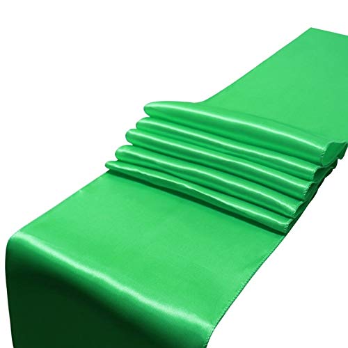 TischläUfer,TischläUfer Modern 10 teile/satz 30x275cm jacquard stil satin tisch läufer für hotel table dekoration hochzeitsparteiempfang tischläufer tablecloth (Color : Dark Green, Size : 12x108in von AYKANING