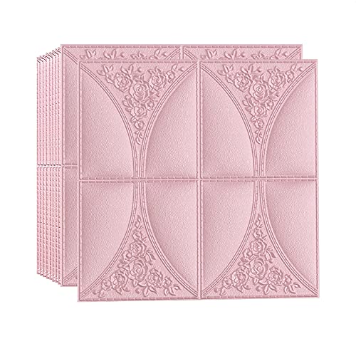 Wandpaneele,Wandverkleidung 10 stücke 3d stereo schaum wandaufkleber deckenplatte dachaufkleber selbstkleber hintergrund tapete dekor wohnzimmer 70x70cm (Color : Pink, Size : 70x70cmx10pcs) von AYKANING