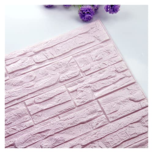 Wandpaneele,Wandverkleidung Selbstklebende 3D Wandaufkleber Geprägte Schaumstoff Wasserdichte Panel Home Wohnzimmer Dekor Kinder Küche Badezimmer Dekorative Tapete (Color : Purple, Size : 60X60cmX8p von AYKANING