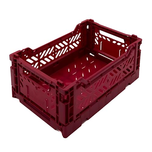 Ay-Kasa AYKASA Faltbare Aufbewahrungsbehälter, Kunststoffkiste zur Aufbewahrung, faltbare Kiste, stapelbare Box (klein, Chili-Pfeffer) von Ay-Kasa
