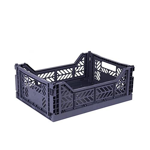 Ay-Kasa Klappkiste, stabile Faltkiste aus Kunststoff, stapelbar, Cobalt Blue, Midi (40x30x14cm) von AYKASA