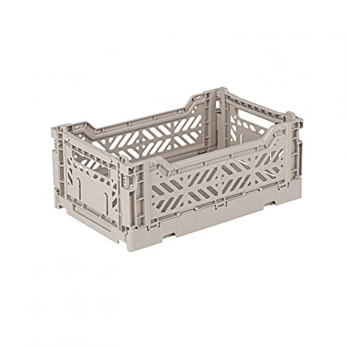 Ay-Kasa Klappkiste, stabile Faltkiste aus Kunststoff, stapelbar, Sand, Mini (27x17x11cm) von AYKASA