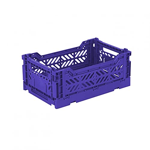 AYKASA Klappkiste, stabile Faltkiste aus Kunststoff, stapelbar, Sax Blue, Mini (27x17x11cm) von AYKASA