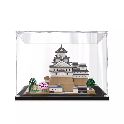 AYKLFNW Acryl Vitrine für 21060 Burg Himeji Baustein Modell, Staubdichte Transparente Schaukasten, 3mm, Schwarz von AYKLFNW