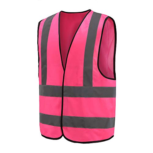AYKRM Sicherheitsweste Warnweste Reflektierendes WarnschutzWeste Warnweste mit Reflektorstreifen Arbeitsweste Rosa von AYKRM