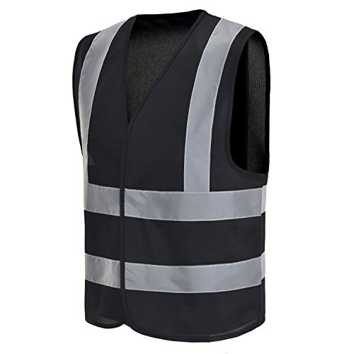 AYKRM Sicherheitsweste Warnweste Reflektierendes WarnschutzWeste Warnweste mit Reflektorstreifen Arbeitsweste Schwarz von AYKRM
