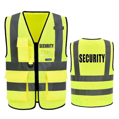 AYKRM Warnweste Gelb Orange schwarz Ordner Security Brandschutzhelfer von AYKRM
