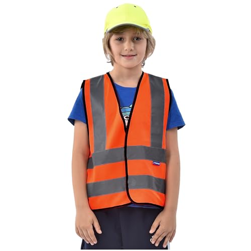 AYKRM Warnweste Kinder orange Sicherheitsweste für Kinder Warnweste Reflektierendes WarnschutzWeste Orange 2-5 Jahre von AYKRM
