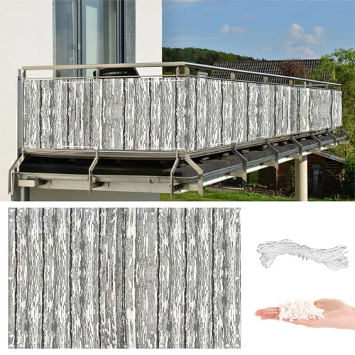 AYLFBFU Balkon Sichtschutz 0.8 x 6m HDPE UV-Schutz Leicht Transparent 96%, Balkonverkleidung für Terrasse und Zaun, – Leichte Montage & Stabiler, Boden-Muster S2 von AYLFBFU