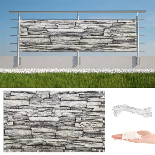 AYLFBFU Balkon Sichtschutz 1.1 x 3m Blickdicht Wasserdicht Windschutz, Seitenbalkonverkleidung für Garten Sichtschutz, mit Seil Kabelbindern und Ösen, Stein-Streifen AYLFBFU Balkon Sichtschutz 1.1 x 3m Blickdicht Wasserdicht Windschutz, Seitenbalkonverkleidung für Garten Sichtschutz, mit Seil Kabelbindern und Ösen, Stein-Streifen von AYLFBFU