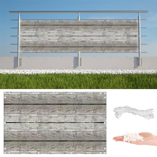 AYLFBFU Balkon Sichtschutz 1.1 x 8m, UV-resistent reißfest windfest, – Leichte Montage & Stabiler - Balkonverkleidung für Terrasse und Zaun, Boden-Muster von AYLFBFU