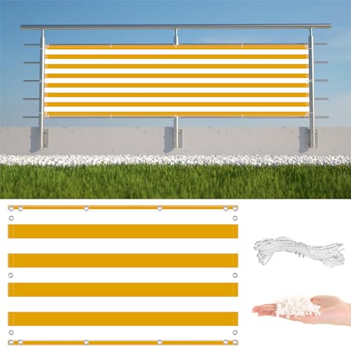 AYLFBFU Sichtschutz Balkon 1 x 3m UV-Schutz - Deko für Balkongeländer, Balkonbespannung für Balkongeländer, (in div. Größen & Farben), Gelb Gestreift von AYLFBFU