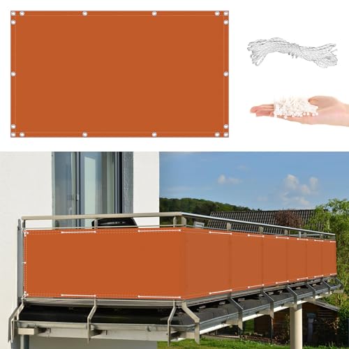 AYLFBFU Sichtschutz Balkon 75x1000cm Wetterbeständiges, 600D HDPE Oxford-Stoff, Schattiernetz Tennisblende für die Seite Garten Balkon Zaun Terrassen, – Leichte Montage & Stabiler, Grün von AYLFBFU