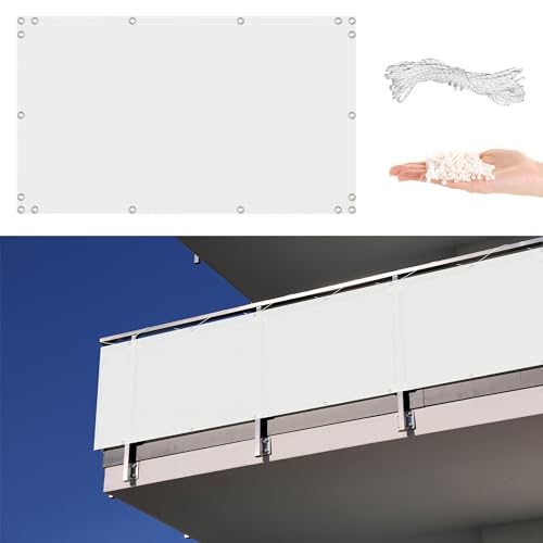 AYLFBFU Sichtschutz Balkon 75x950cm Leicht Transparent Wind- und UV-Schutz Wetterfest, Sichtschutz für Balkon Terrasse für Balkon Garten Terrassen die Seite, (in div. Größen & Farben), Weiß von AYLFBFU