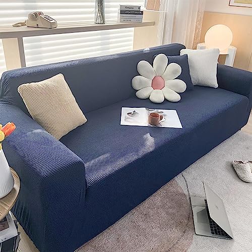 AYLFBFU Sofa überzug L Form Kleine Karos aus Jacquardstoff Sofabezug Ecksofa 4 Sitzer Super Stretch rutschfeste Thick Sofaschutzdecken für 3-2 Sitzer & Ecksofas Blau (1 Stück) von AYLFBFU