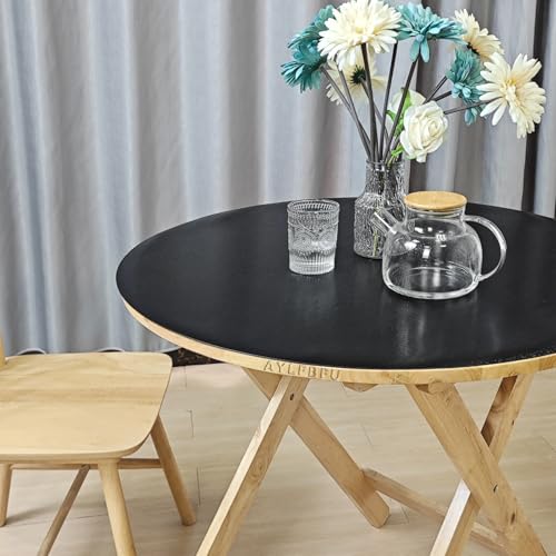 Kunststoff Tischdecke Rund 38cm - Dicke 2mm Tischschutz Matt Schwarz Nach Maß Rund - Wasserdicht Hitzebeständig Kratzfest Tablecloth, Biertisch Tischdecke von AYLFBFU