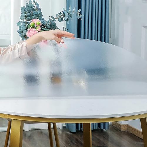 Rund Schutzfolie Tisch Mattiert Transparent 110cm - Gartentischdecke Rund Nach Maß 1.5mm - Wasserdicht ölbeständig Verschleißbeständig Tischfolie Transparent Rund für Bartheke/Biertisch, Matt 1.5mm von AYLFBFU