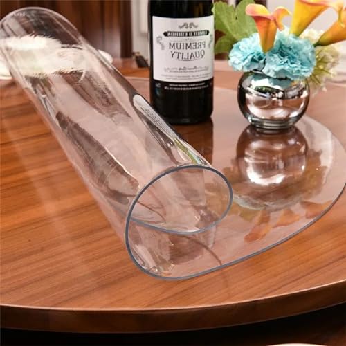 Rund Tischmatte Transparent 39cm - PVC Tischdecke Nach Maß 2mm - Wasserdicht ölbeständig Verschleißbeständig Folie Transparent für den Einsatz im Büro/Restaurant, Durchsichtig 2mm von AYLFBFU