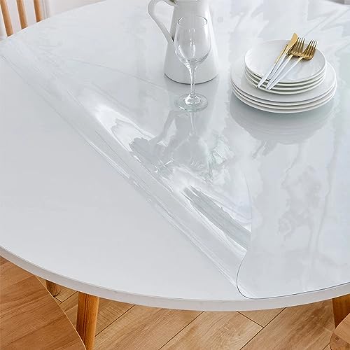 Rund Transparent Tisch Schutzmatte 32cm - Tischdecke Durchsichtig Nach Maß 1mm - Wasserdicht V-Kante Schutztischdecke Folie Transparent, Tischdecken für Biertische, Durchsichtig 1mm von AYLFBFU