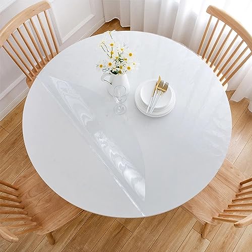 Tischdecke Wohnzimmertisch Rund 140cm - Dicke 1.5mm Transparent Schreibtischunterlage - Wasserdicht, Schmutzabweisendt, Maßgeschneidert – Maße Tischdecke Weiß, Tischdecke Biertisch, Transparent_1.5mm von AYLFBFU