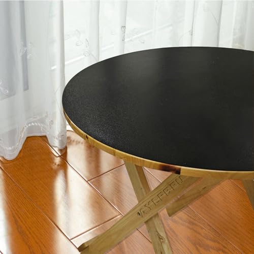 Tischdecke Wohnzimmertisch Rund 50cm - Dicke 1.5mm Schreibtischunterlage Matt Schwarz - Wasserdicht Kein Schrumpfen Geruchlos Tischauflage, Tischabdeckung Outdoor Wetterfest von AYLFBFU