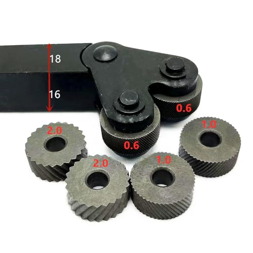6 Stück Köperrändelfräser 0,6 mm 1,0 mm 2,0 mm HSS-Prägerad for Innenlöcher + 1 Stück 16 mm x 18 mm Stahldrehwerkzeughalter Kochfeld von AYLFGSMG