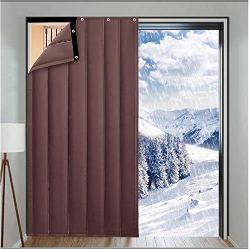 AYLYHD Thermovorhang Gegen Hitze KäLteschutzvorhang HaustüR 3cm Verdicken Warme Vorhänge Winddicht Kälteschutz Abgeschnitten Vorhang, Anpassbar (Color : Brown, Size : 100x205cm/39.37x80.71in) von AYLYHD