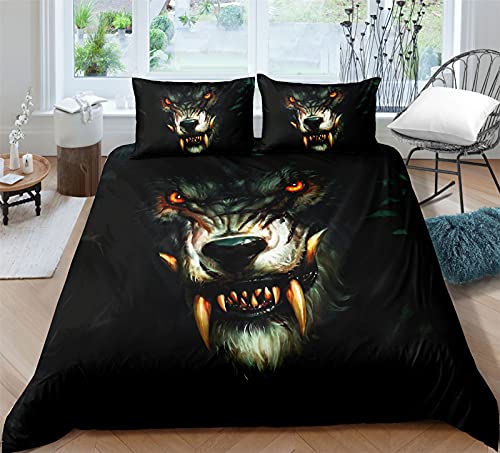 AYMAING Bettwäsche 135 x 200 cm Mikrofaser - Wolf Thema Bettbezug Bettwäsche-Sets, Bettbezüge mit Reißverschluss und 1 Kissenbezug von AYMAING