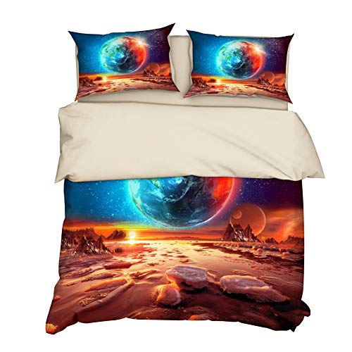 AYMAING Bettwäsche 3D Galaxis Bettbezug 155 x 220 cm Bettwäsche Set 3 Teilig Bettbezüge Mikrofaser Bettbezug mit Reißverschluss und 2 Kissenbezug 80 x 80 cm von AYMAING