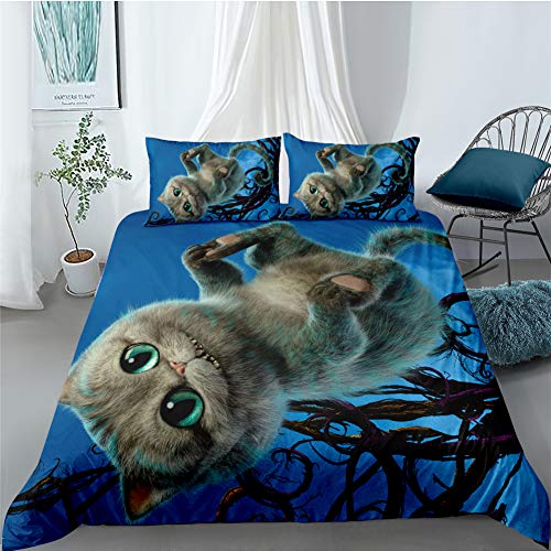 AYMAING Bettwäsche 3D Katze Bettbezug Set 200 x 200 cm Bettwäsche Set 3 Teilig Mikrofaser Bettbezug mit Reißverschluss und 2 Kissenbezug 80 x 80 cm von AYMAING