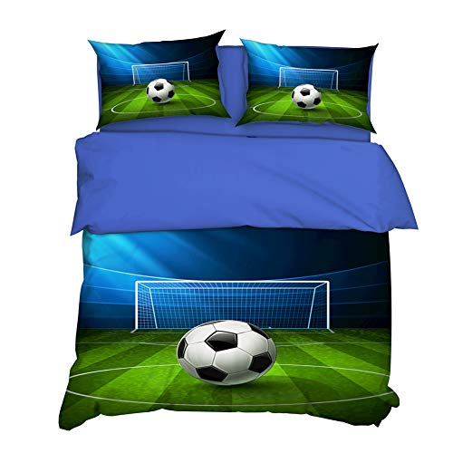 AYMAING Bettwäsche-Set, Fußball Wendemotiv, Bettbezug 155 x 220 cm, Kopfkissenbezug 50 x 75 cm, Mikrofaser von AYMAING