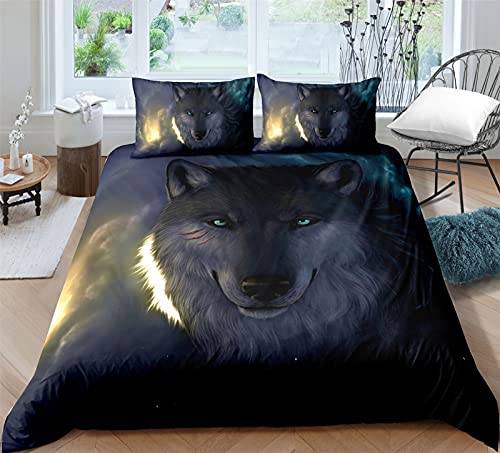 AYMAING Bettwäsche Set 200 x 200 cm für Kinder Mädchen Wolf Bettbezug Set Kinder Tierwelt Thema Betten Set - Geschenk-Idee von AYMAING