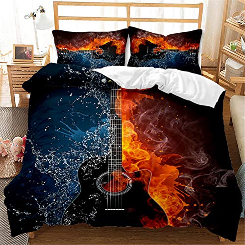 AYMAING Bettwäsche Set Angenehme Mikrofaser 3D Gitarre Thema 1 Bettbezug 135x200 cm + 1 Kissenbezüge 80 x 80 cm mit Reißverschlus von AYMAING