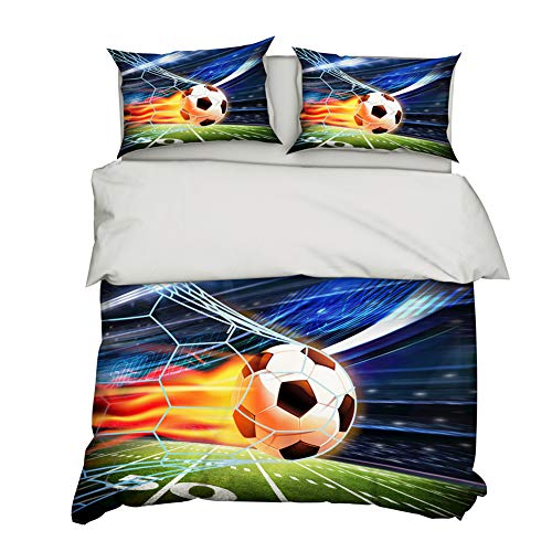 AYMAING FUßBALL Kinderbettwäsche Jungen Bettwäsche · Fussball, Tor & Goal · Wendebettwäsche · grün - Kopfkissenbezug 50x75cm + Bettbezug 155x220 cm - Mikrofaser -Jugend-Bettwäsche von AYMAING