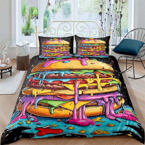 AYMAING Graffiti Burger Bettwäsche Set 135x200cm + Kissenbezug 80x80cm Mikrofaser, mit Reißverschluss Coole Kinderbettwäsche für Jungen und Mädchen, Pflegeleicht für Teenager Zimmer AYMAING Graffiti Burger Bettwäsche Set 135x200cm + Kissenbezug 80x80cm Mikrofaser, mit Reißverschluss Coole Kinderbettwäsche für Jungen und Mädchen, Pflegeleicht für Teenager Zimmer von AYMAING