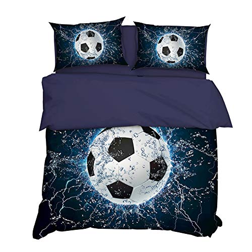 AYMAING Kids - Kinder Bettwäsche 135x200 cm Fussball-Motiv Bettbezug und Kissenbezüge Set für Fußball Fans. von AYMAING