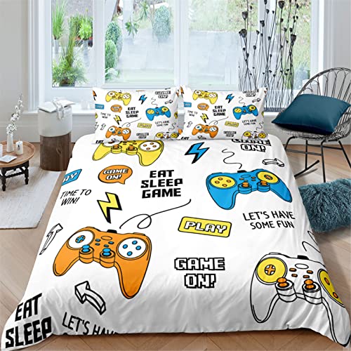 AYMAING Weiß Gamepad Motiv Bettwäsche Set 135 x 200 cm Coole Spiele Thema Bettbezug Videospiel Controller Bettwäsche Set Kinder Jungen Betten Set mit 1 Kissenbezug 50x75cm mit Reißverschluss AYMAING Weiß Gamepad Motiv Bettwäsche Set 135 x 200 cm Coole Spiele Thema Bettbezug Videospiel Controller Bettwäsche Set Kinder Jungen Betten Set mit 1 Kissenbezug 50x75cm mit Reißverschluss von AYMAING