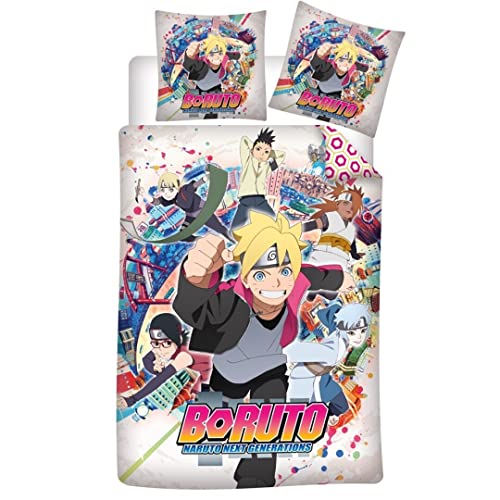 Aymax Bettwäsche Boruto für Einzelbett, Bettbezug 140 x 200 cm + Kissenbezug 63 x 63 cm, 100 % Mikrofaser von Aymax