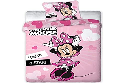 AYMAX S.P.R.L. Bettwäsche Disney Minnie Star – Bettbezug 140 x 200 cm + Kissenbezug , Kunststoff , 63 x 63 cm von AYMAX S.P.R.L.