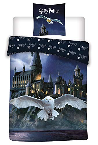 Harry Potter Wende-Bettwäsche, 100% Baumwolle, Bettbezug 140 x 200 cm + Kissenbezug 65 x 65 cm von Harry Potter