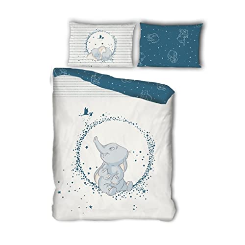 Parure de lit réversible Disney Dumbo - Blanc et Bleu - 100 cm x 140 cm von Aymax