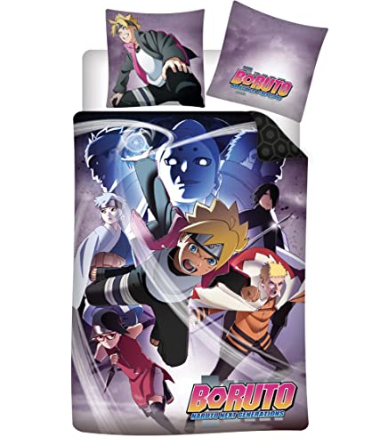 Aymax Boruto Naruto Wende Bettwäsche Set 135 x 200 cm 100% Baumwolle von Aymax